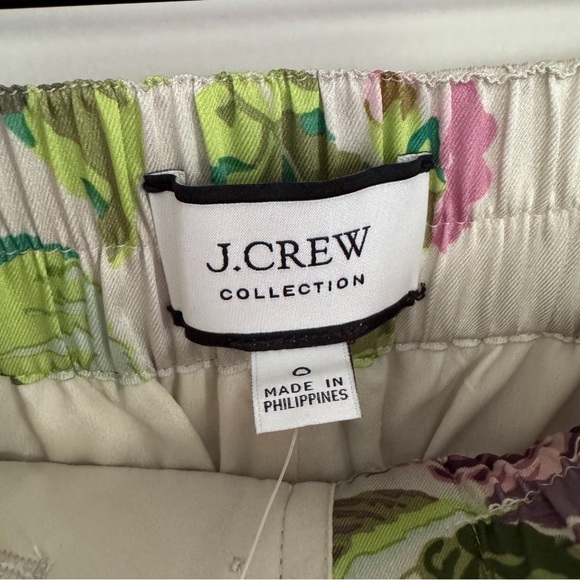 J CREW Collection Pull On Crop Pant in Ratti Leafy Floral Satin Flowy Size 0 - Picture 6 of 13